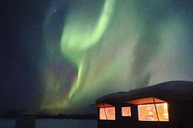 "Aurora Ice" - Ice Fishing & Salmon Dinner Tour - A warm cabin turns ice fishing into an evening meal