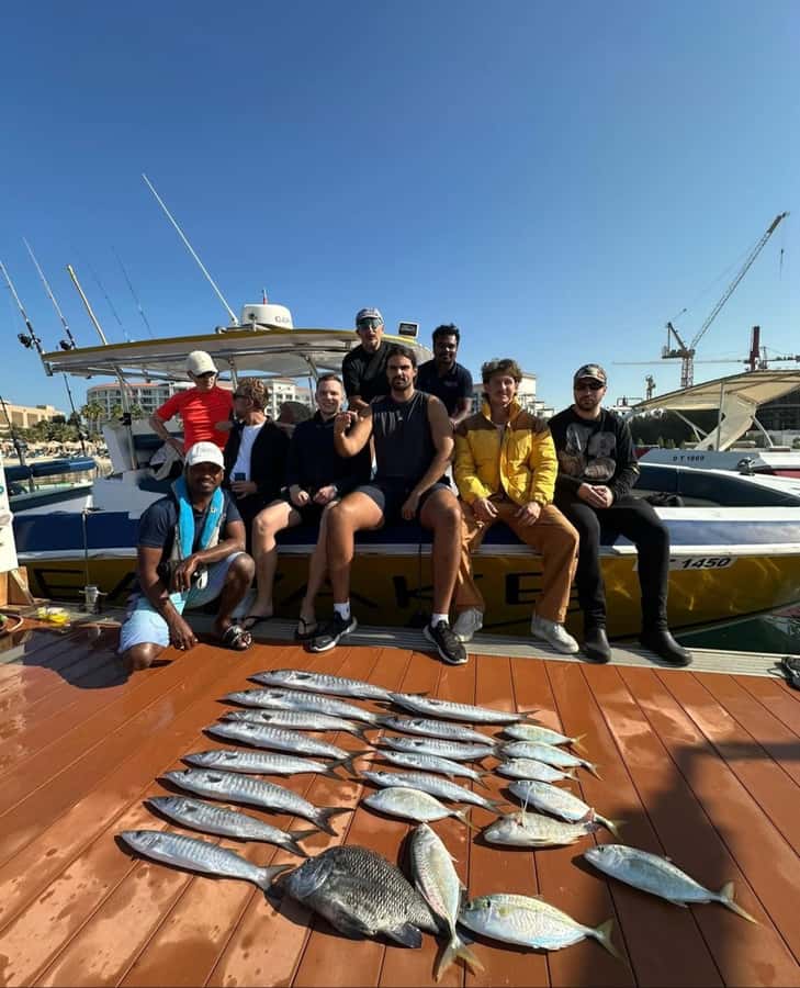 Dubai's BEST Fishing Charter – No Fish, No Pay! - Crew support from John, Sandy, and Balan