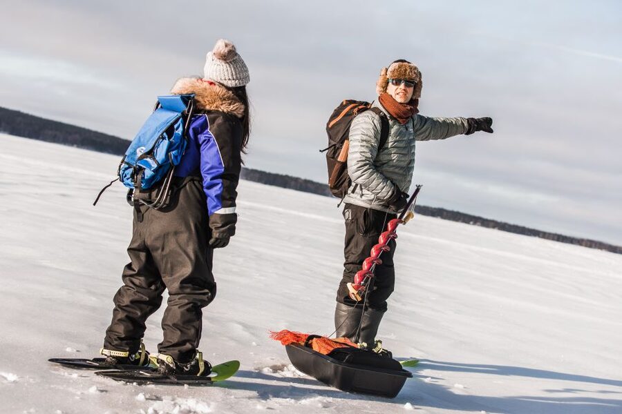 From Rovaniemi: Snowshoeing and Ice Fishing Tour - What the four hours feel like