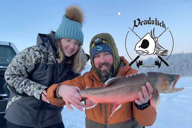 Guided Ice Fishing Excursions - Getting set up on Alaska ice