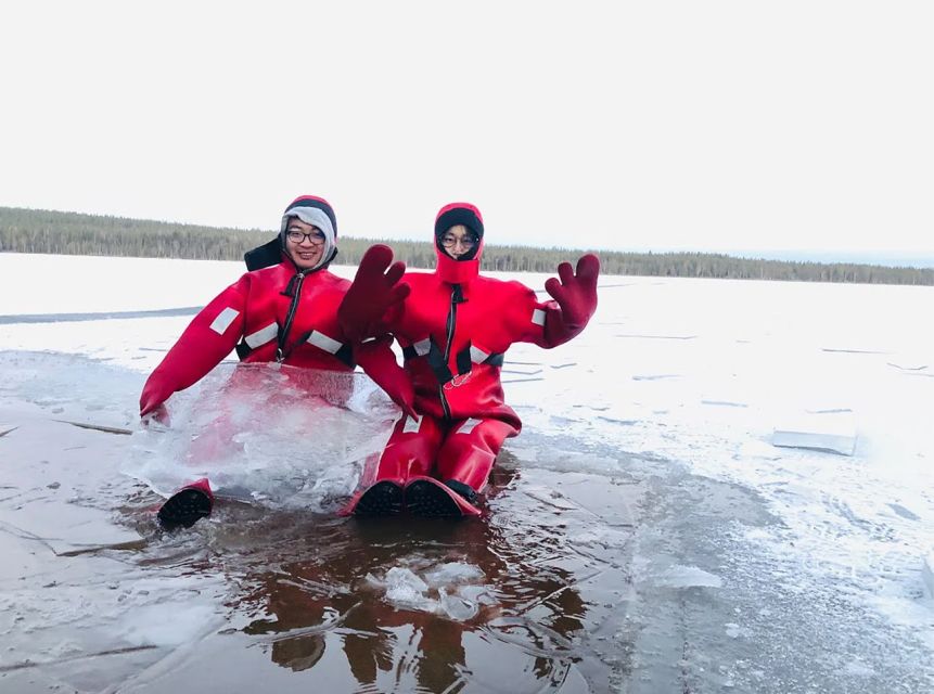 Lapland: Ice Fishing, Floating & BBQ Snow Adventure - Ice Floating Without Getting Soaked