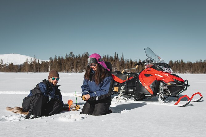 Lappish Lunch Break -Snowmobiling, ice fishing and tasty food - Starting at Safartica in central Rovaniemi