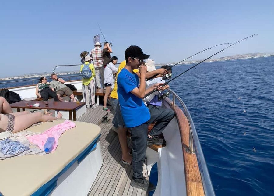 Larnaca: Relaxing Cruise with Fishing and BBQ Lunch - Seeing the Zenobia from above and below