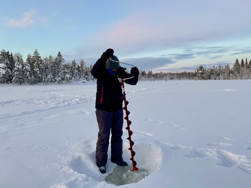 Levi: Ice Fishing Trip in a small group - Learning to make a hole in the ice