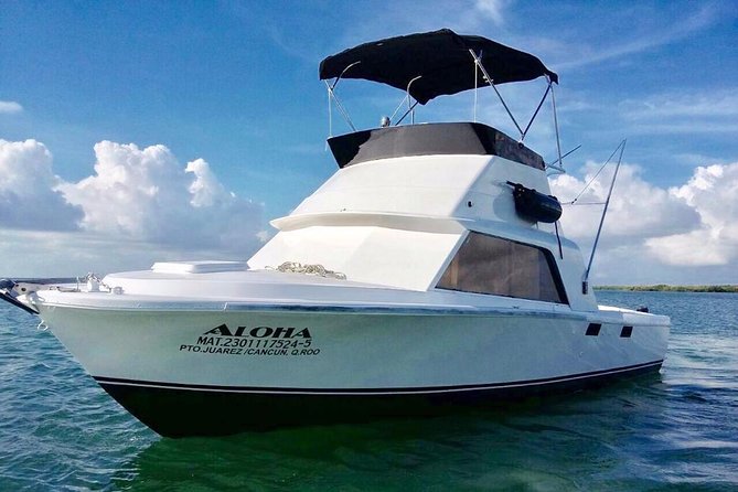 Private fishing charter Bertram 31ft 6 pax max if you don't fish you don't pay - Finding Cancun Sunset Marina