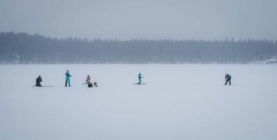 Pyhä: Ice Fishing Experience at Frozen Lake - Meeting the guide at Lucky Ranch