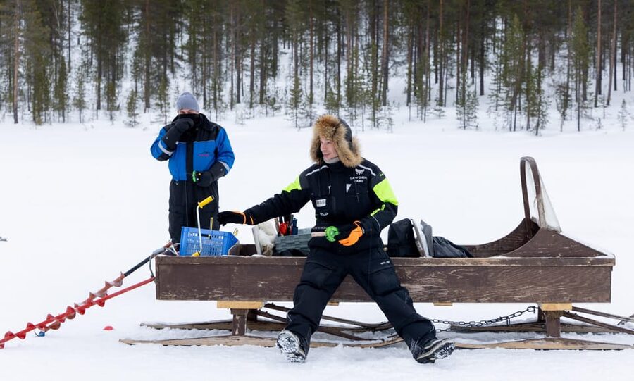 Saariselkä: Ice Fishing Safari by Snowmobile - Snowmobile tracks through forests and open fells