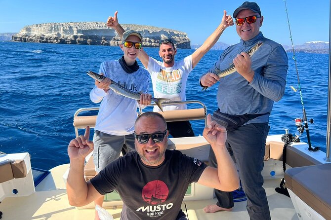 Santorini Fishing Private Cruise boat tour - BBQ, Snorkeling - Sunset options and weather limits