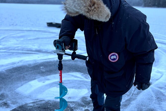 VIP Ice Fishing "ICEBREAKER" Lunch in Glass Igloo - Snow scooters on the ice